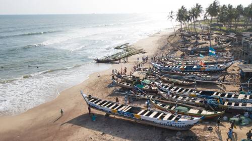 Aerial shot of Beach with Canoe landing,