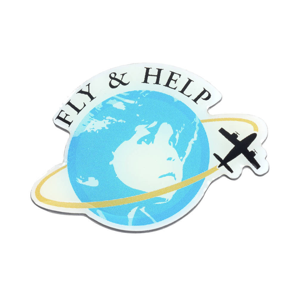 Ansteckpin mit Motiv "FLY & HELP"