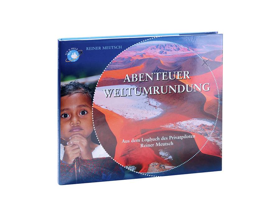 Buch mit Kinder- und Wüstenmotiv - Titel "Abenteuer Weltumrundung"